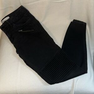 Zara, ankle cropped, black denim moto denim